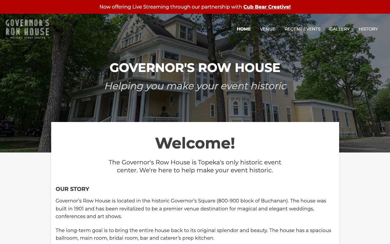 Governor's Row House - Event Center