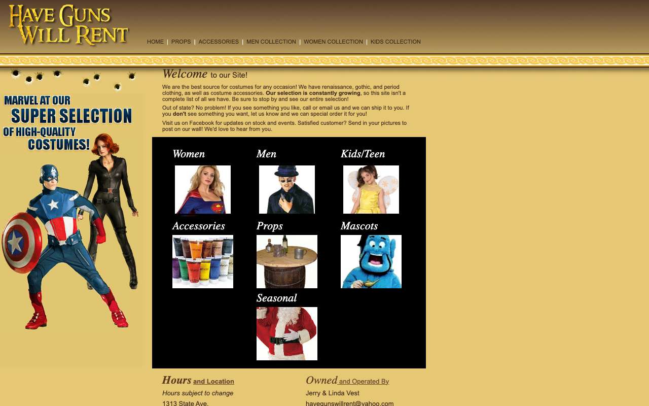 Have Guns Will Rent Costumes and Props
